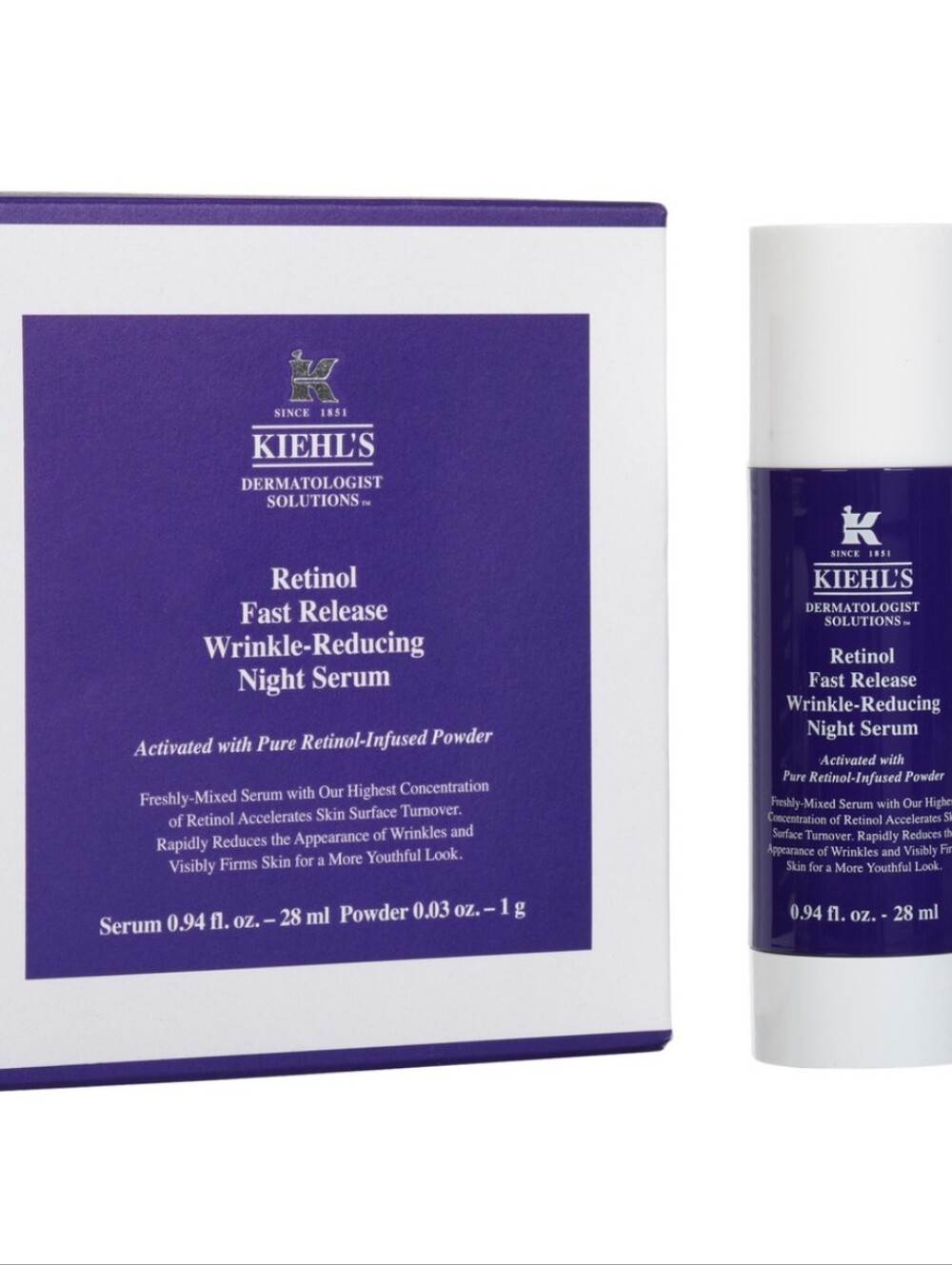 Kiehl's Retinol Wrinkle-Reducing Night Serum & Powder Boxed Set 0.94 oz 28 ml